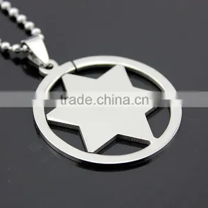 Hexagram Pendant Round Stainless Steel Polishing Process Six-pointed Star Necklace thumbnail-5