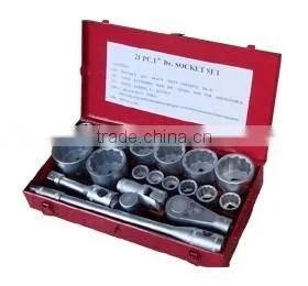 1"21pcs Hand Tool Socket Wrench Set With Red Iron Box thumbnail-1