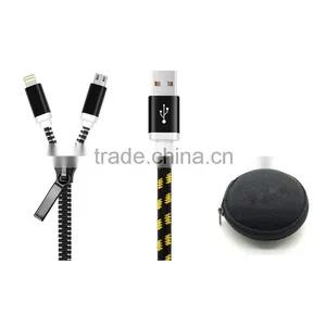 Colorful High Speed Flat Zipper 2 in 1 Data Micro USB Cable thumbnail-1