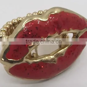 Red Enamelled Mouth Lip Personalized Ring Strechable Fashionalewelry thumbnail-1