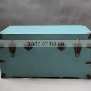 Chinese Antique Wooden Blue Storage Case thumbnail-1