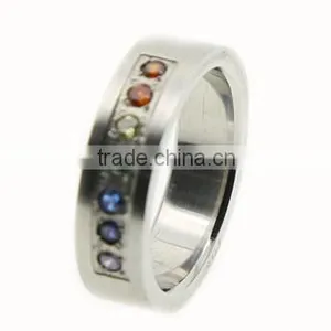 Stainless Steel Colorful CNC Setting Diamond Rings SR-7036 thumbnail-1