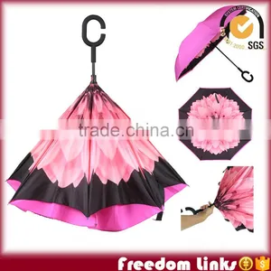 Fashion Flower Print Inside Upside-down Umbrella Kazbrella Most Popular thumbnail-1
