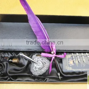 Cheap Price Gift Pens Promotional Metal Quill Pen Set thumbnail-1