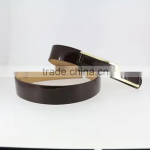 2015 Designer pu Fashion Dress Belt With Brown Shiny PU Leather in Yiwu thumbnail-2