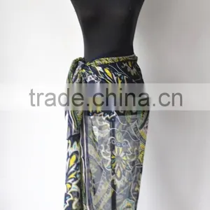 High Quality Mature Design Transparent Polyester Chiffon Sarong Pareo thumbnail-3