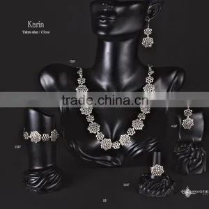 Ring Earring Bracelet Necklace Authentic Turkish Ottoman Ethnic Design Jewelry Set Made in Turkey thumbnail-6