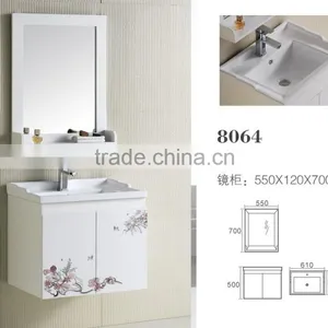 8064 Ceramic Counter Top Cabinet Basin Thin Edge Basin Bathroom Sink PVC Cabinet thumbnail-1
