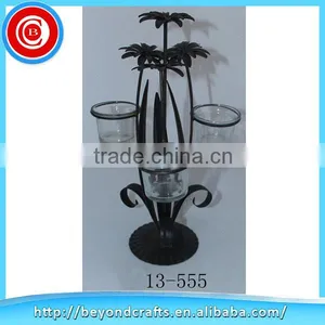 Antique Style Black Metal Flower Modeling Candle Holders thumbnail-1