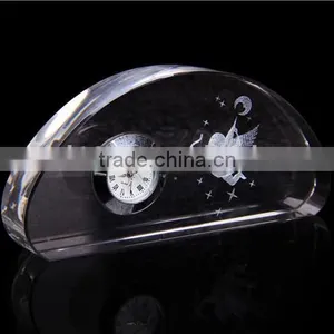 Antique Table Clock With Angel,3D Engrave Photo for Decoration Crystal Clock thumbnail-2
