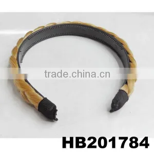Plastic Headband Braided Human Hair Wigs With Attached Hair thumbnail-4