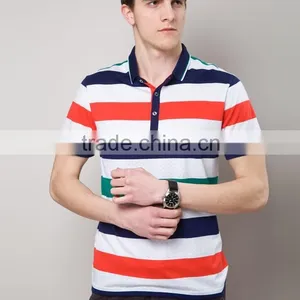 New Arrival Mens Polo Collar Striped t Shirt thumbnail-1