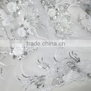 White French Net Lace Fabrics for Wedding Dress thumbnail-1