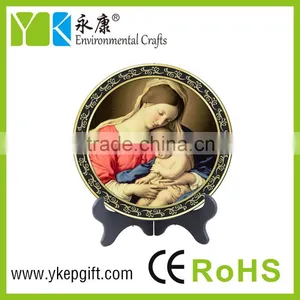 Religious Activated Carbon Carving Craft Virgin Mary and Baby Jesus Plate Shape thumbnail-1