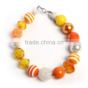 Fashion Children's Necklace Best Selling Orange Colors Plastic Kids Bead Fashion Chunky Necklace Pendant for Girls thumbnail-3