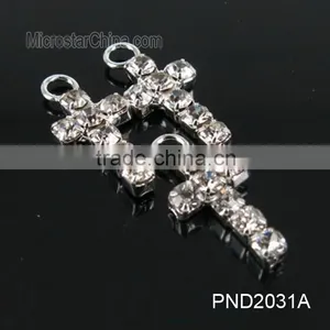 2015 Hot White Color Diamond Design Custom Big Cross Rhinestone Pendant thumbnail-5