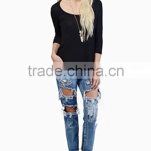 2015 Women T-shirt Wholesale Custom T-shirt for Woman Wear Apparel Online Shopping China thumbnail-4