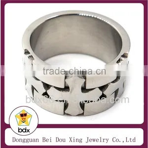 2015 Newest Design Religious Jewelry High Polish Stainless Steel Christians Catholic Jesus Cross Rosary Finger Ring For Muslim thumbnail-1