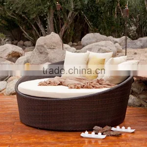Modern Poly Rattan Wicker Patio Round Sunbed Outdoor Furniture thumbnail-1