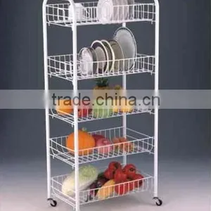 Kitchen Laundry 4 Tiers Chrome Metal Rolling Cart thumbnail-2