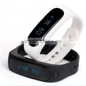 2016 New Fashion Design Assorted Colors E02 Bluetooth 4.3 Smart Sports Bracelet Alarm Silicone IP57 Waterproof Bracelet Watch thumbnail-2
