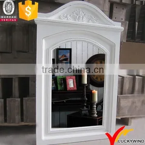 French White Wood Frame Elegant Design Large Decor Wall Mirror thumbnail-1