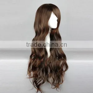 Synthetic Dark Brown Long Straight Kinky Wavy Wig N427 thumbnail-2