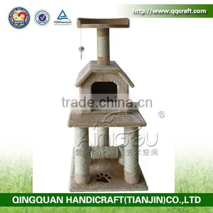 China Manufacture Luxury Wood Style Sisal Cat Tower thumbnail-1