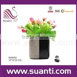 Traditional Stone Polyresin Flower Pot thumbnail-1