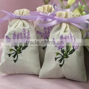 HANDMADE SMALL MINI LINEN BAG WITH SILK RIBBON thumbnail-1