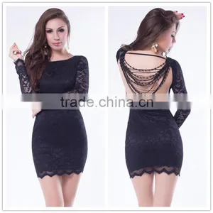 High Fashion Beaded Lace With Long Sleeve Big Size Women Dress Evening Dress thumbnail-1