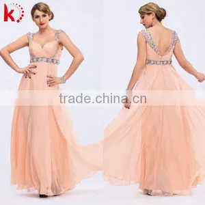 Elegant Sleeveless Beaded Dark V Backless Evening Dress New thumbnail-1