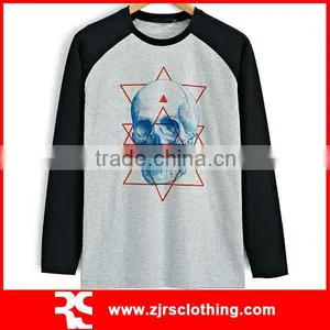 Mens 100% Cotton Long Sleeve T Shirt With Custom Soft Chest Print thumbnail-1