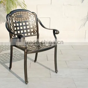 2016 New Design Outdoor Cast Aluminum Garden Dining Set Round Table With Cushion thumbnail-3