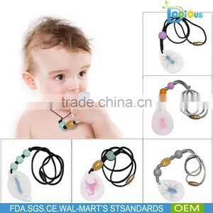 OEM Service BPA Free Food Grade Silicone Teething Toys Baby Teething Necklace Wholesale thumbnail-4