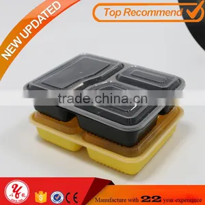 Black 3 Divided Microwavable Safe Storage Plastic Food Containers thumbnail-1
