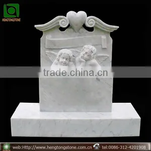 White Marble Carved Angel Cemetery Monument thumbnail-1