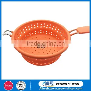 Collapsible Silicone Strainer With Handle, Silicone Food Colander thumbnail-6