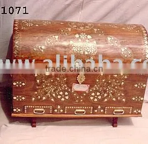 Wooden Chest Box, Treasure Chest Boxes, Antique Wood Box, Wood Craft Boxes, Wooden Box, Large Wooden Box, Hand Carved Wood Box thumbnail-1