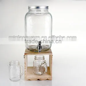 Huge Glass Mason Jar With Tap With Wooden Stand thumbnail-2