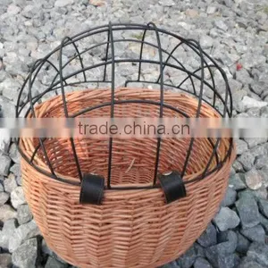 Wicker Bicycle Basket With Cage for Cats or Dogs Factory Supply thumbnail-1