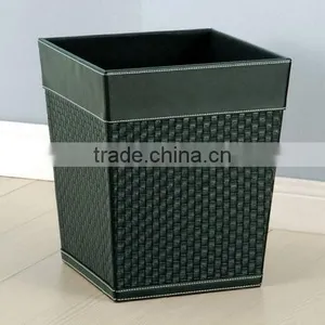 2016 Newest Trash Can Faux Leather Waste Bin For Home thumbnail-1