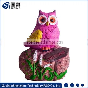 Attractive Fuchsia Color Welcome Owl Garden Sign Statue Rock thumbnail-1