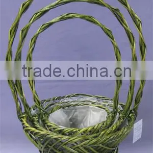 Green Willow Gift Basket For Christmas Flower Basket thumbnail-1