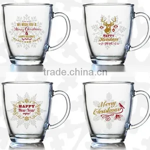 8oz 9oz 10oz 12oz 15oz Christmas Snow Deer Bird Glass Mug Water Glass Cup Set Drinking Cup Set for Promotion thumbnail-2