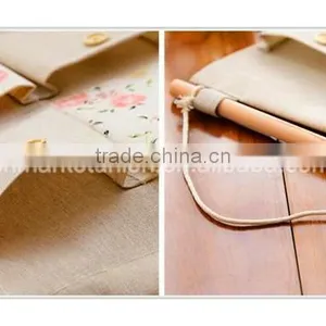 4 Pcs Cotton Pockets Wall and Door Print Flower Picture and Nature Wooden Stick Multifunctional Storage Hanging Bag thumbnail-3