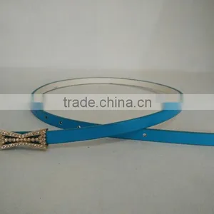 Wholesale Colourful Rhinestone Paved Alloy Buckle Sex Women Lady Thin PU Waist Belt thumbnail-4