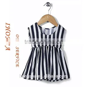 Sleeveless Black And White Striped Baby Frock Designs Sleeveless Baby Frock HSd6010 thumbnail-1