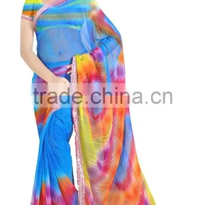 Spray Printed Designer Styles Saree With Lace Border thumbnail-1