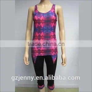 Cheap Wholesale Women Sublimation Printed Colorful Exercise Sports Jogging Wear Yoga Suit thumbnail-2